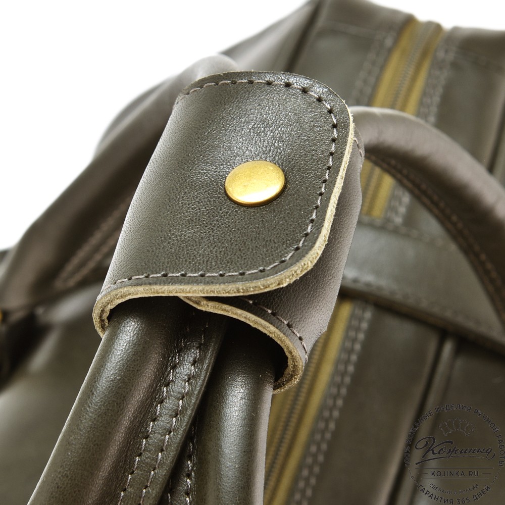 Кожаная дорожная сумка "Филипп" (хаки гладкая кожа)